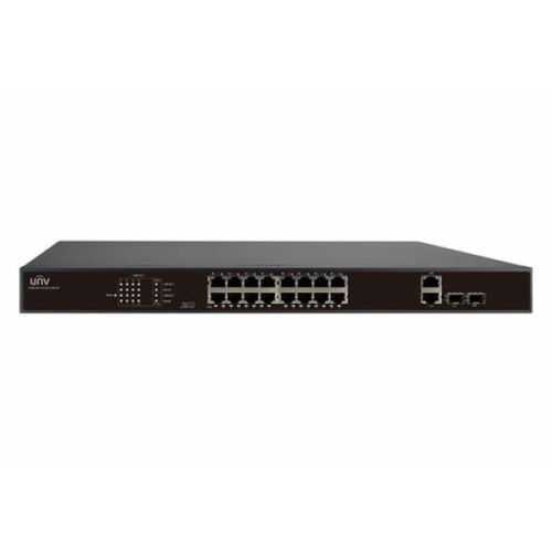 Uniview - 16 portos, 2 Uplinkes (Combo port) PoE switch, 30W/port, max kapacitás 250W