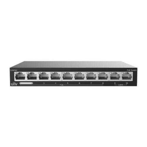 Uniview - 10 portos (8+2) 10/100Mbps-es, PoE Switch, 15W/port,